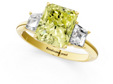 Yellow gold Fancy Yellow Radiant  Diamond Three-Stone Ring with Trapezoid Side Stones and Prong Setting_18