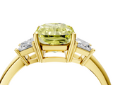 Yellow gold Fancy Yellow Radiant  Diamond Three-Stone Ring with Trapezoid Side Stones and Prong Setting_21