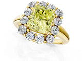 Yellow gold Fancy Yellow Radiant  Halo Cluster Diamond Engagement Ring with Prong Setting and Polished Band_21