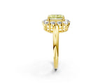 Yellow gold Fancy Yellow Radiant  Halo Cluster Diamond Engagement Ring with Prong Setting and Polished Band_22