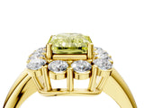 Yellow gold Fancy Yellow Radiant  Halo Cluster Diamond Engagement Ring with Prong Setting and Polished Band_24