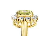 Yellow gold Fancy Yellow Radiant  Halo Cluster Diamond Engagement Ring with Prong Setting and Polished Band_25