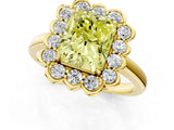 Yellow gold Fancy Yellow Radiant  Halo Cluster Diamond Engagement Ring with Solitaire Band and Prong Setting_50