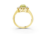 Yellow gold Fancy Yellow Radiant  Halo Cluster Diamond Engagement Ring with Solitaire Band and Prong Setting_52