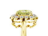 Yellow gold Fancy Yellow Radiant  Halo Cluster Diamond Engagement Ring with Solitaire Band and Prong Setting_54