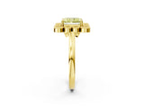 Yellow gold Fancy Yellow Radiant  Halo Diamond Cluster Engagement Ring with Milgrain Bezel Setting and Solitaire Band_77