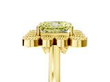Yellow gold Fancy Yellow Radiant  Halo Diamond Cluster Engagement Ring with Milgrain Bezel Setting and Solitaire Band_80