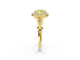 Yellow gold Fancy Yellow Radiant  Halo Diamond Engagement Ring with Filigree Band and Four-Prong Setting_83
