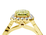 Yellow gold Fancy Yellow Radiant  Halo Diamond Engagement Ring with Filigree Band and Four-Prong Setting_85