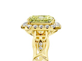 Yellow gold Fancy Yellow Radiant  Halo Diamond Engagement Ring with Filigree Band and Four-Prong Setting_86