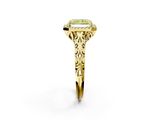 Yellow gold Fancy Yellow Radiant  Halo Diamond Engagement Ring with Intricate Filigree Band and Four-Prong Setting_56