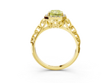 Yellow gold Fancy Yellow Radiant  Halo Diamond Engagement Ring with Intricate Filigree Band and Four-Prong Setting_57