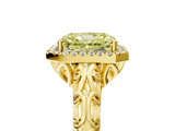 Yellow gold Fancy Yellow Radiant  Halo Diamond Engagement Ring with Intricate Filigree Band and Four-Prong Setting_59