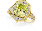 Yellow gold Fancy Yellow Radiant  Halo Diamond Engagement Ring with Milgrain Band and Four-Prong Setting_55