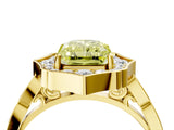 Yellow gold Fancy Yellow Radiant  Halo Diamond Engagement Ring with Milgrain Band and Four-Prong Setting_58