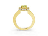 Yellow gold Fancy Yellow Radiant  Halo Diamond Engagement Ring with Milgrain Pave Band and Four-Prong Setting_15