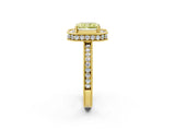 Yellow gold Fancy Yellow Radiant  Halo Diamond Engagement Ring with Milgrain Pave Band and Four-Prong Setting_53