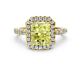 Yellow gold Fancy Yellow Radiant  Halo Diamond Engagement Ring with Pavé Band and Four-Prong Setting_117