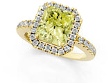 Yellow gold Fancy Yellow Radiant  Halo Diamond Engagement Ring with Pavé Band and Four-Prong Setting_118