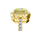 Yellow gold Fancy Yellow Radiant  Halo Diamond Engagement Ring with Pavé Band and Four-Prong Setting_122