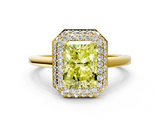 Yellow gold Fancy Yellow Radiant  Halo Diamond Engagement Ring with Solitaire Band and Four-Prong Setting_18