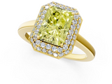 Yellow gold Fancy Yellow Radiant  Halo Diamond Engagement Ring with Solitaire Band and Four-Prong Setting_19