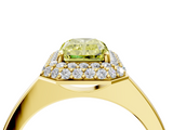 Yellow gold Fancy Yellow Radiant  Halo Diamond Engagement Ring with Solitaire Band and Four-Prong Setting_22