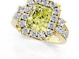 Yellow gold Fancy Yellow Radiant  Halo Diamond Engagement Ring with Split Shank and Four-Prong Setting_44