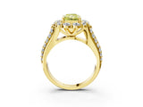 Yellow gold Fancy Yellow Radiant  Halo Diamond Engagement Ring with Split Shank and Prong Setting_69