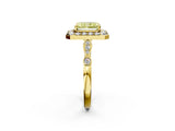 Yellow gold Fancy Yellow Radiant  Halo Diamond Engagement Ring with Twisted Band and Four-Prong Setting 2