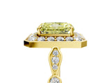 Yellow gold Fancy Yellow Radiant  Halo Diamond Engagement Ring with Twisted Band and Four-Prong Setting 5