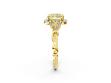 Yellow gold Fancy Yellow Radiant  Halo Diamond Engagement Ring with Vintage-Inspired Band and Four-Prong Setting_5