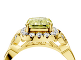 Yellow gold Fancy Yellow Radiant  Halo Diamond Engagement Ring with Vintage-Inspired Band and Four-Prong Setting_7