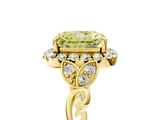 Yellow gold Fancy Yellow Radiant  Halo Diamond Engagement Ring with Vintage-Inspired Band and Four-Prong Setting_8