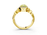 Yellow gold Fancy Yellow Radiant  Halo Diamond Floral Band with Four-Prong Setting_58