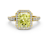 Yellow gold Fancy Yellow Radiant  Halo Diamond Pavé Band Ring with Prong Setting_20