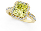 Yellow gold Fancy Yellow Radiant  Halo Diamond Pavé Band Ring with Prong Setting_21