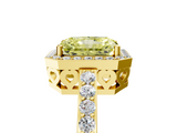 Yellow gold Fancy Yellow Radiant  Halo Diamond Pavé Band Ring with Prong Setting_25
