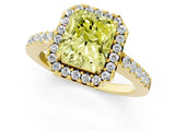 Yellow gold Fancy Yellow Radiant  Halo Diamond Pavé Solitaire Ring_71
