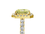 Yellow gold Fancy Yellow Radiant  Halo Diamond Pavé Solitaire Ring_75