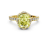 Yellow gold Fancy Yellow Radiant  Halo Diamond Pave Band Ring with Four-Prong Setting_15
