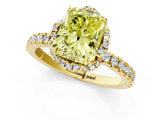 Yellow gold Fancy Yellow Radiant  Halo Diamond Pave Band Ring with Four-Prong Setting_16
