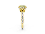 Yellow gold Fancy Yellow Radiant  Halo Diamond Pave Band Ring with Four-Prong Setting_17