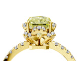 Yellow gold Fancy Yellow Radiant  Halo Diamond Pave Band Ring with Four-Prong Setting_19