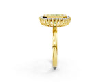Yellow gold Fancy Yellow Radiant  Halo Diamond Ring with Milgrain Edge and Round Prong Setting_28