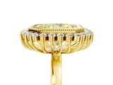 Yellow gold Fancy Yellow Radiant  Halo Diamond Ring with Milgrain Edge and Round Prong Setting_31