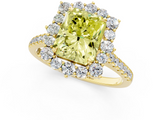 Yellow gold Fancy Yellow Radiant  Halo Diamond Ring with Pavé Band and Prong Setting_38