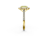 Yellow gold Fancy Yellow Radiant  Halo Diamond Ring with Pavé Band and Prong Setting_39