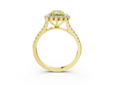 Yellow gold Fancy Yellow Radiant  Halo Diamond Ring with Pavé Band and Prong Setting_40