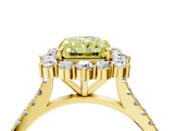 Yellow gold Fancy Yellow Radiant  Halo Diamond Ring with Pavé Band and Prong Setting_41